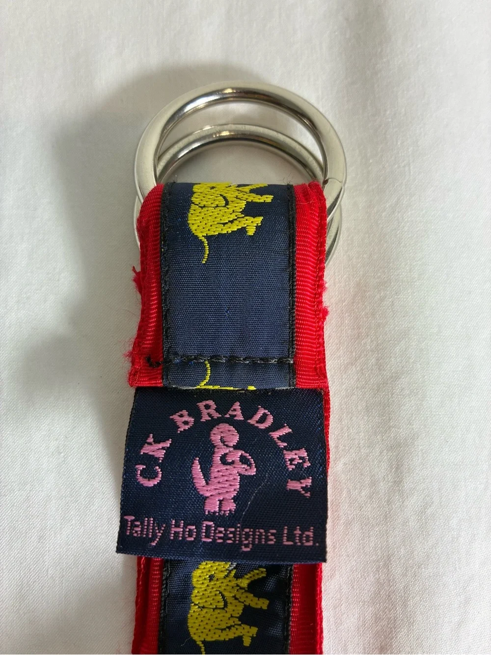 CK Bradley unisex belt Sz L yellow embroidered elephants